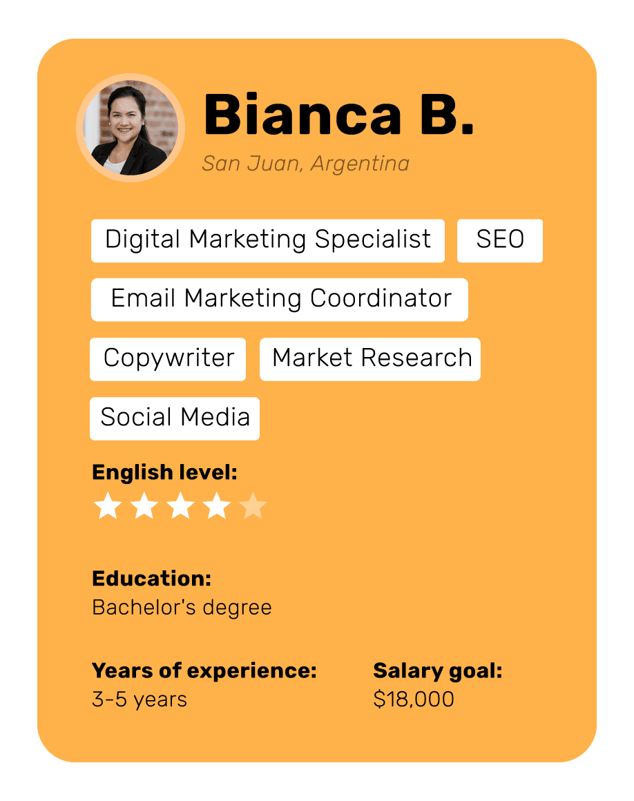 marketing specialist Bianca